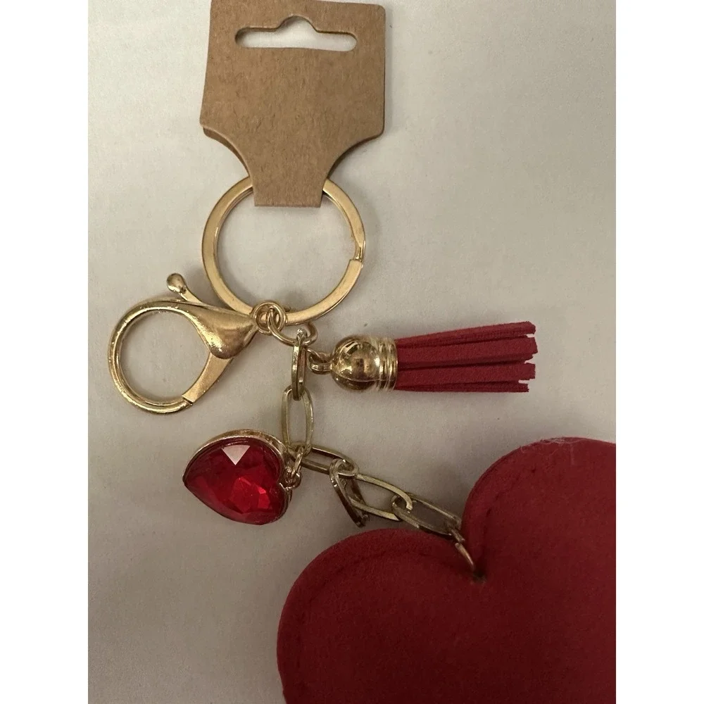 Heart Bag Charm Cute Red Rhinestone Faux Leather Charm Purse Handbags